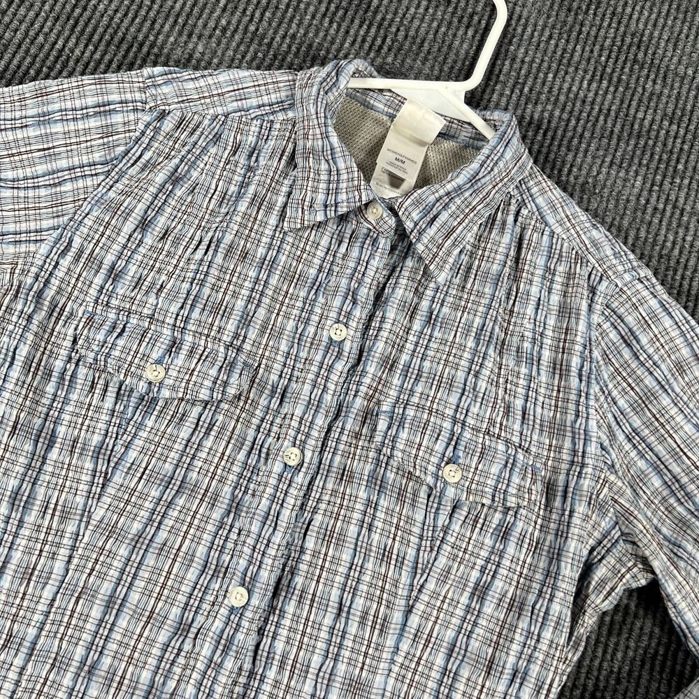 The North Face Shirt Womens Medium Blue Plaid Long Sleeve Button Up Outdoor